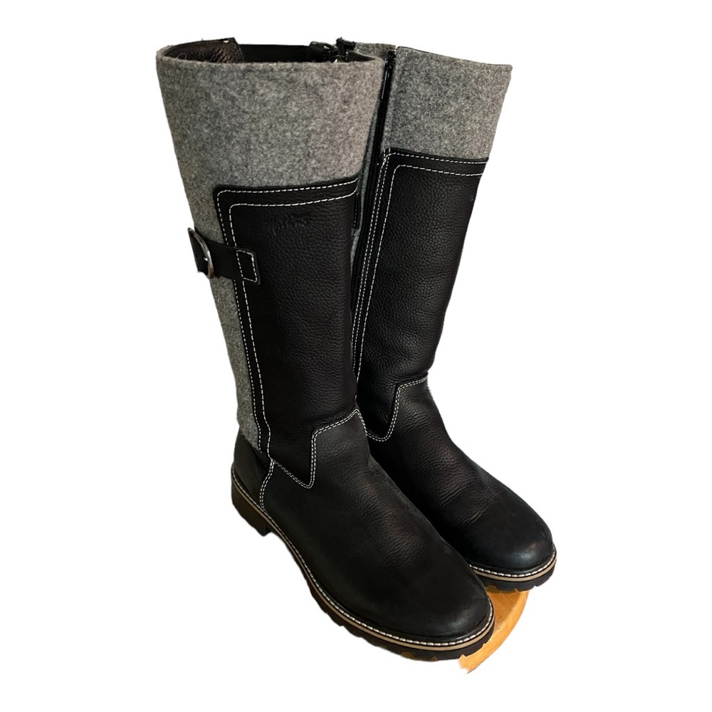 Martino Black Felt Leather High Boot Size 10W